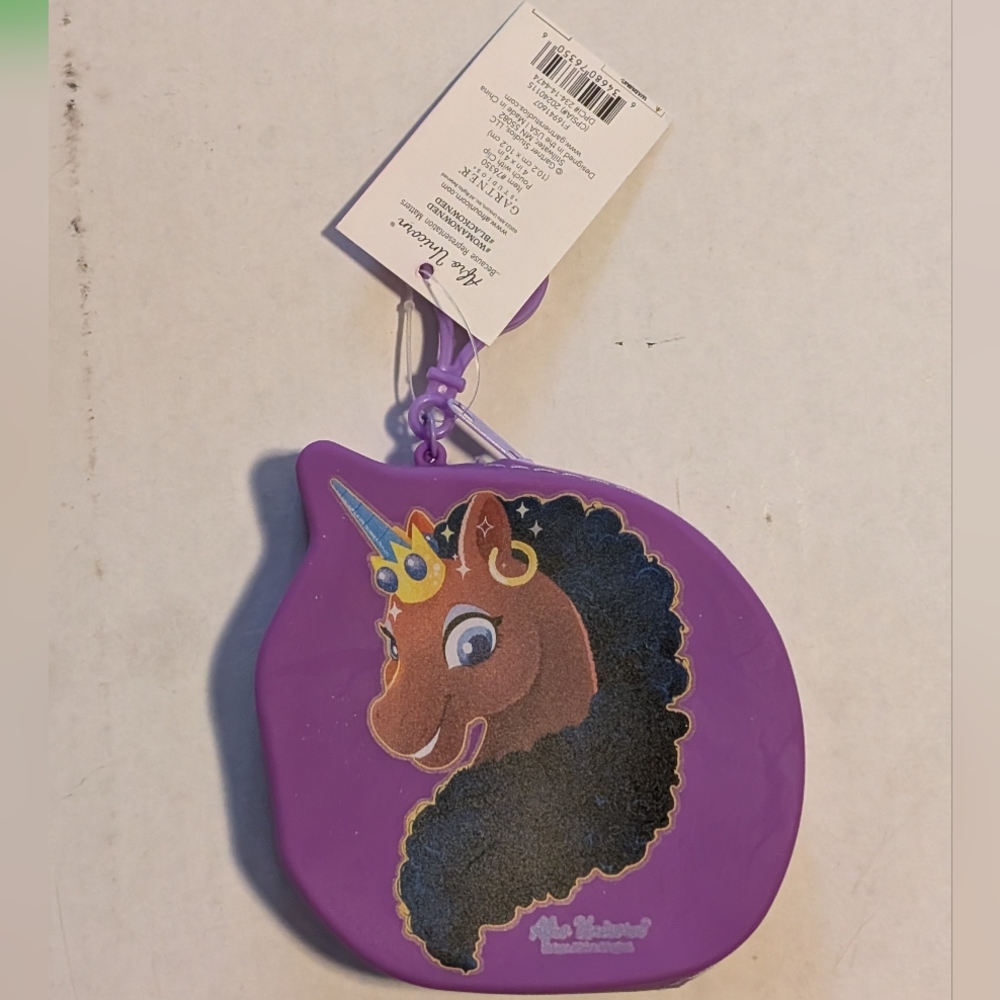 NWT Afro Unicorn Purple Unicorn Silicone Pouch